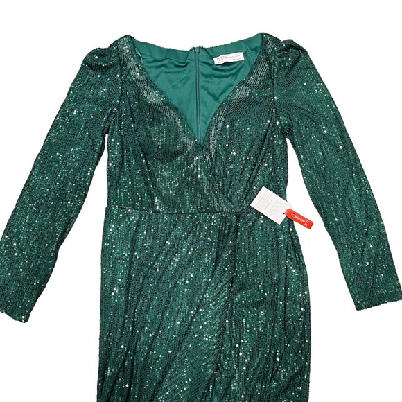 NWT IEENA FOR MAC DUGGAL 26395 Sequin Wrap Long Sleeve Evening Gown 12 - Picture 4 of 9